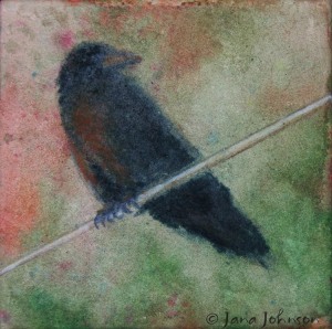 Crow on Wire - Green - © Jana R. Johnson